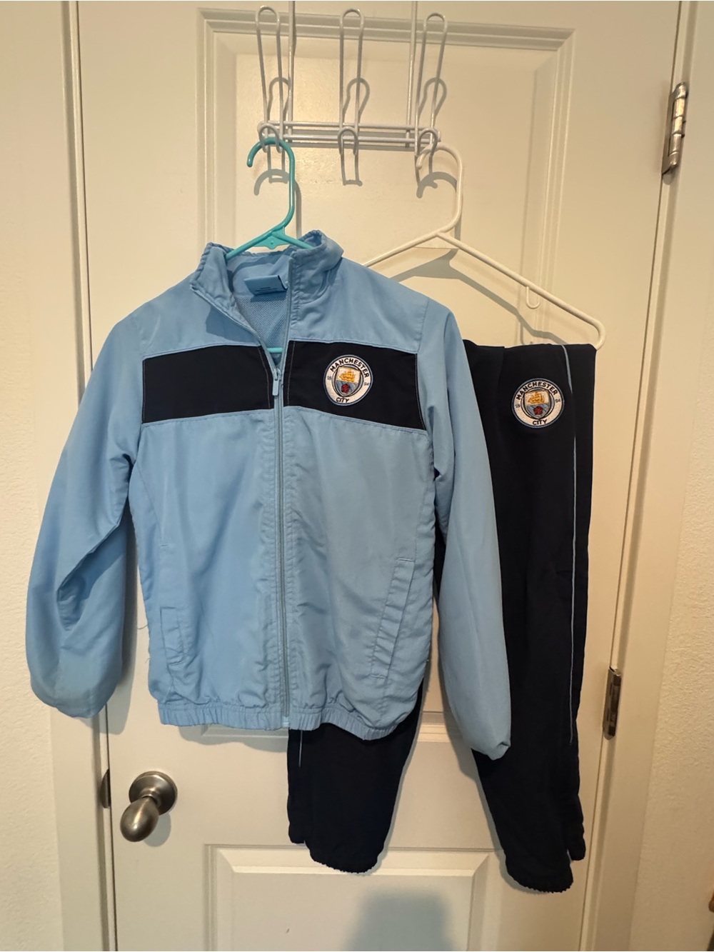 Manchester City Light Blue and Navy Kids' Track Jacket & Pants Set Size 10/11